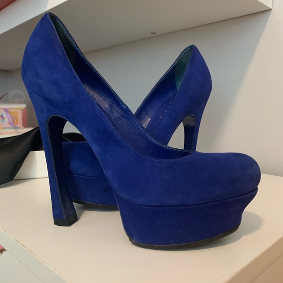 YSL COBALT BLUE HEELS - Picture 6 of 9